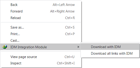 'Download with IDM' Internet Explorer right click pop-up menu